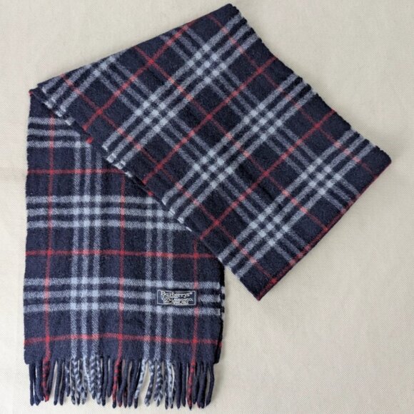 Pre-Owned Burberry 100%Lambswool Check Scarf Blue – Unisex – Luxury & Warmth. - Picture 1 of 7